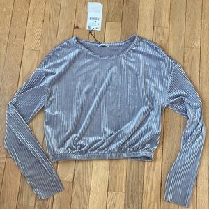 NWT silver velvet Zara crop top. Size S.